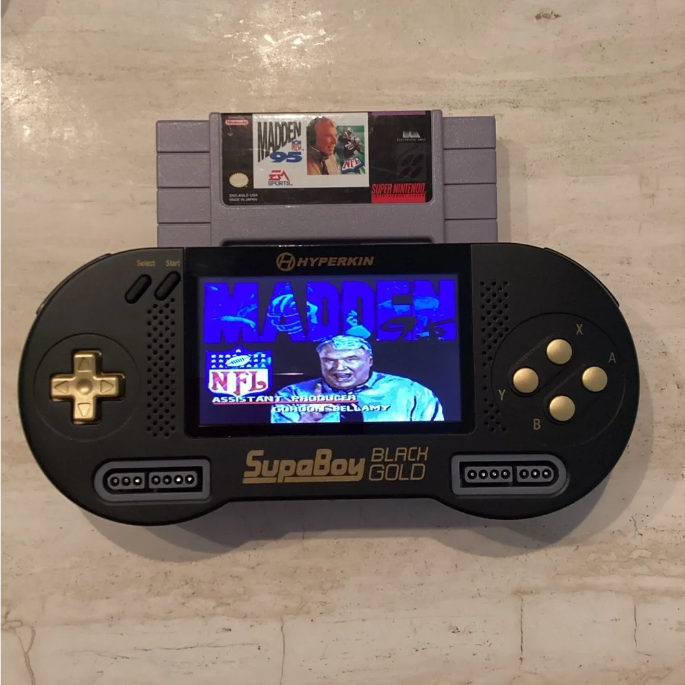 Hyperkin Supaboy Black Gold Portable Pocket Console Nintendo SNES Games Gameboy